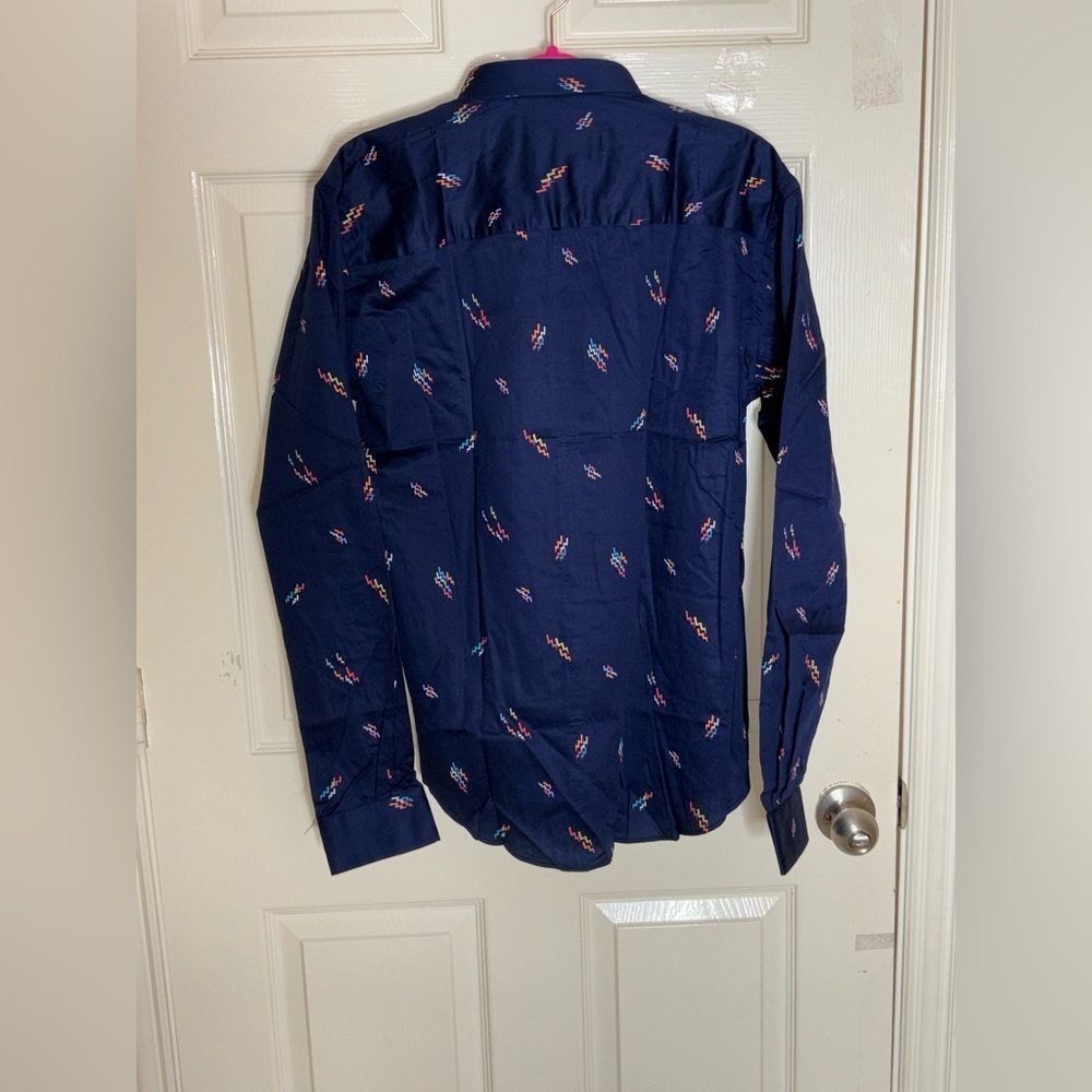 Eight X Modern Classic Button Down Shirt Color Navy Size L - Picture 7 of 10